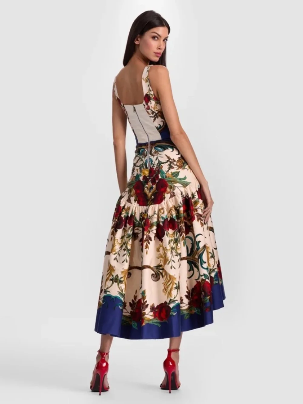 Alice + Olivia Diana Gilded Rose Structured Midi Dress size 8 - Picture 4 of 15